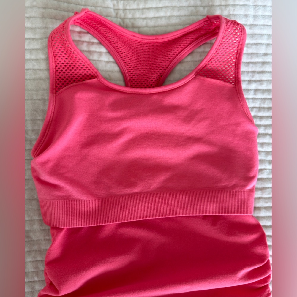 DKNY SPORT Vibrant Coral Tank STRETCHED Top SIZE S - Picture 8 of 11